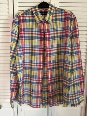 Ralph Lauren Multicolor Plaid Button-Down Shirt (Yellow, Blue, Red)